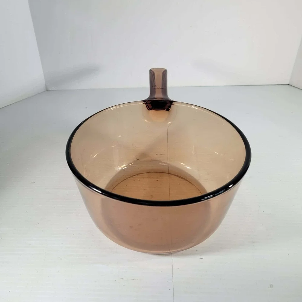 Visions Corning Saucepan Pot 1.5L Amber NO LID Good Vintage Glass Cookware USA